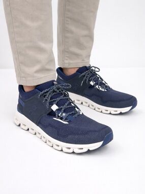 On Running Cloud Hi Edge Trail Shoe Sneakers Navy/White Men's Size 11.5 EU 46